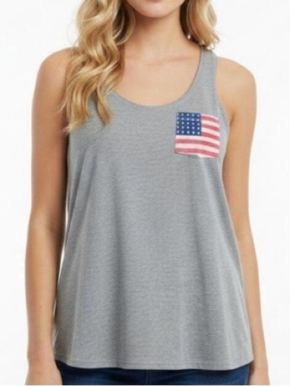 Fifth Sun Large Gray Tank Top w American Flag